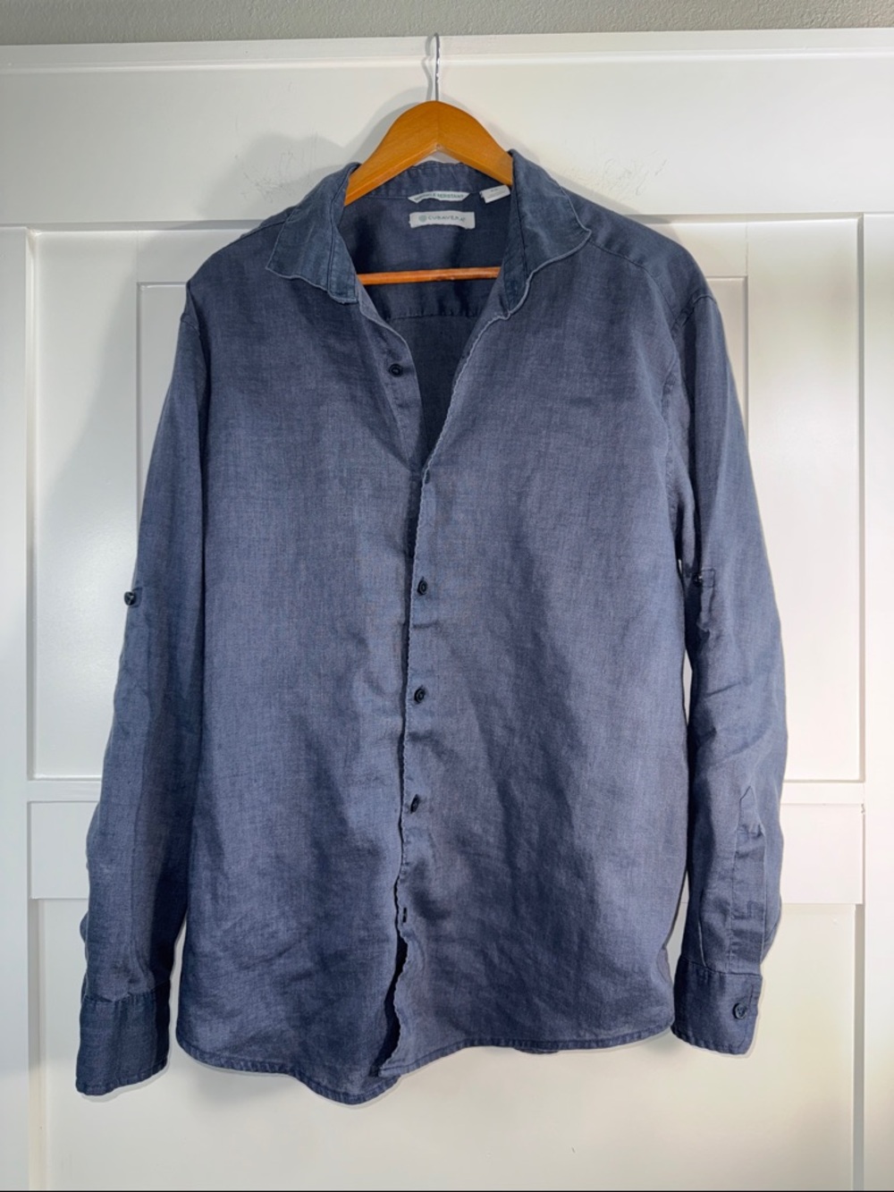 Cubavera Men's Slate Blue Casual Button-Down Shirt size XL